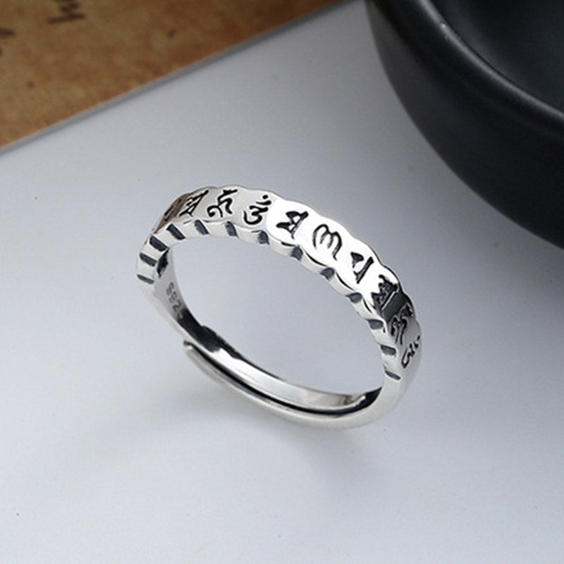 Carmiora Ring aus 925er-Sterlingsilber mit sechs wahren Worten und ruhiger Weisheit
