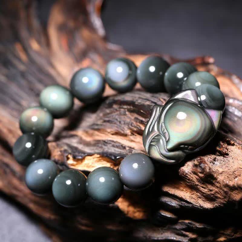 Carmiora Regenbogen-Obsidian-Fuchs-heilendes positives Armband