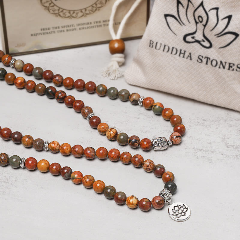 Carmiora Lotus Kristallstein 108 Perlen Mala Armband