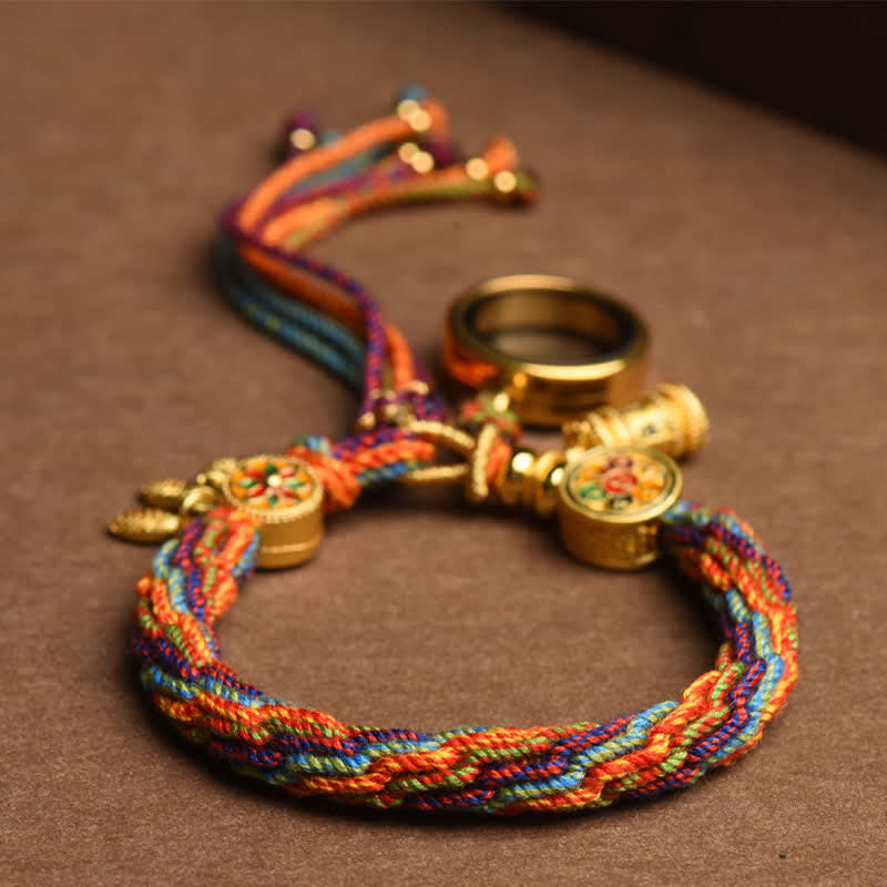 Carmiora tibetisches Om Mani Padme Hum Traumfänger Glück Buntes Reinkarnationsknoten-Schnurarmband