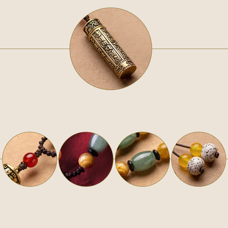 Carmiora Tibet Om Mani Padme Hum Achat Shurangama Sutra Schutz Halskette Anhänger