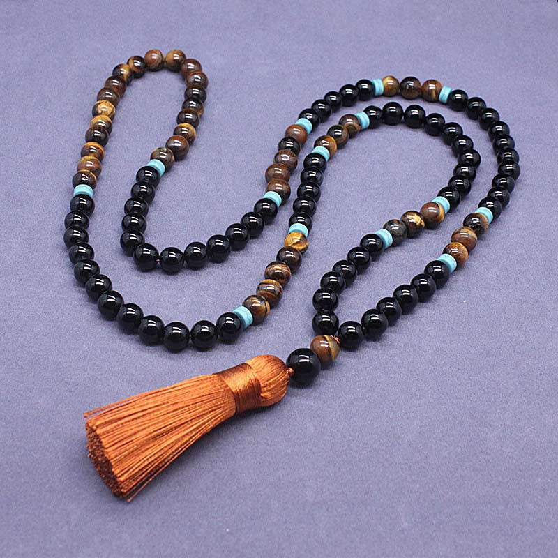 Carmiora Tibetischer Schwarzer Onyx Friedliches Mala-Set