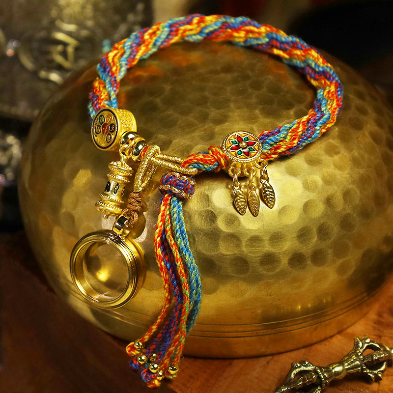 Carmiora tibetisches Om Mani Padme Hum Traumfänger Glück Buntes Reinkarnationsknoten-Schnurarmband