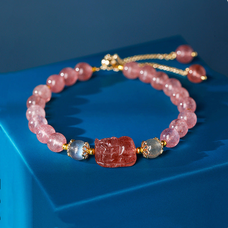 Carmiora Aquamarin Erdbeerquarz Amethyst Mondstein PiXiu Heilarmband