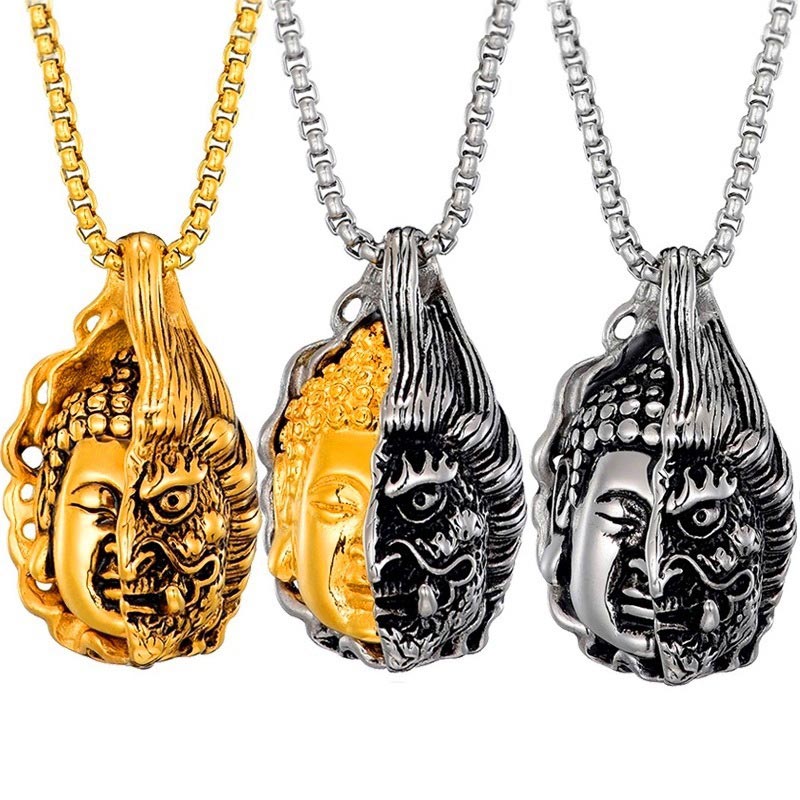 Carmiora Halb Buddha Halb Teufel Kraftvolle Halskette
