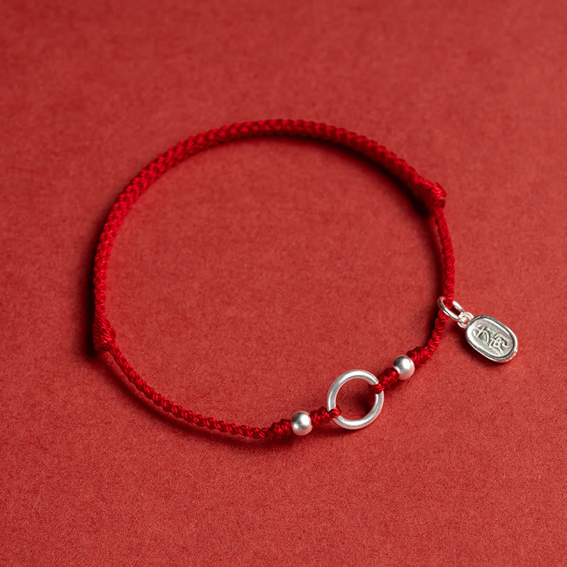 Carmiora Armband aus 925er-Sterlingsilber, Glück, Glück, Frieden, Freude, Lotus, Frieden, Schnalle, rote Schnur