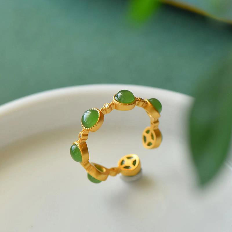 Carmiora Cyan Jade Healing Calm Verstellbarer Ring