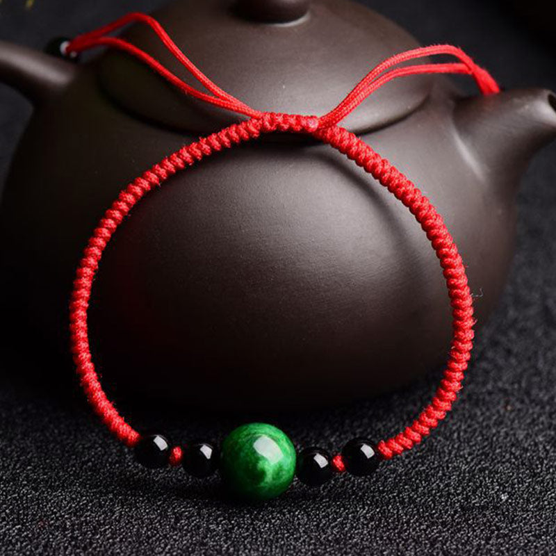 Carmiora Lucky and Success Jade-Armband mit roter Schnur