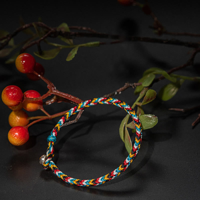 Carmiora Tibet handgefertigtes fünffarbiges Fadenschutz-Geflecht-Schnur-Armband