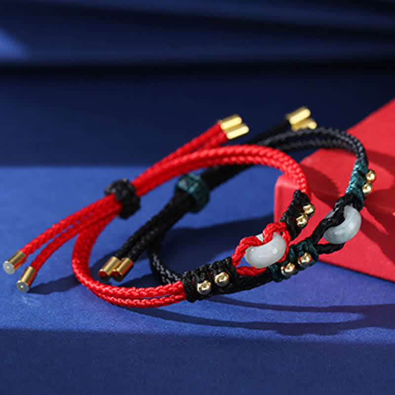 Carmiora Rundes Peace-Schnalle-Jade-Überfluss-Reichtum-Schnur-Armband