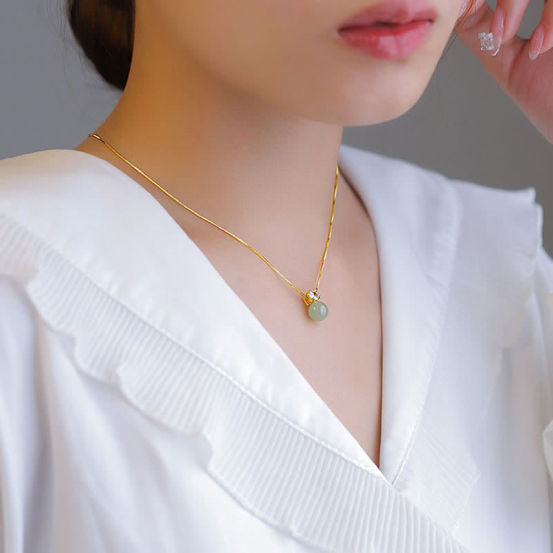 Carmiora Lucky Bead Jade Wohlstand Kette Halskette Anhänger