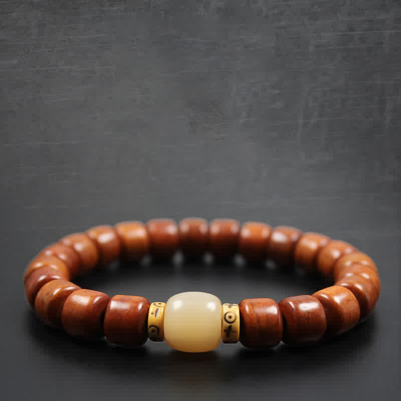 Carmiora tibetisches Yak-Knochen-Armband Om Mani Padme Hum
