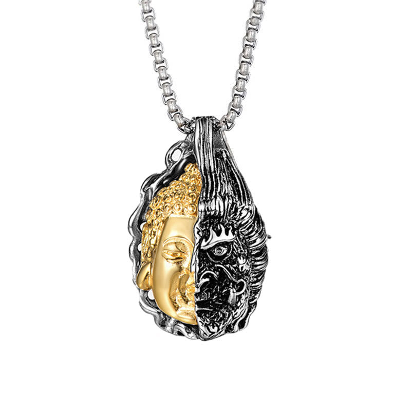Carmiora Halb Buddha Halb Teufel Kraftvolle Halskette