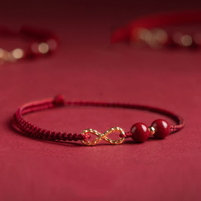 Carmiora Cinnabar Blessing Red String 14K Gold Infinity Symbol Armband Fußkettchen