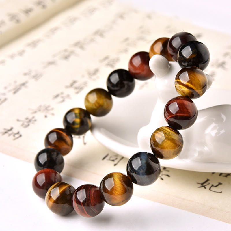 Carmiora Natürliches Tigerauge-Positive-Schutz-Armband