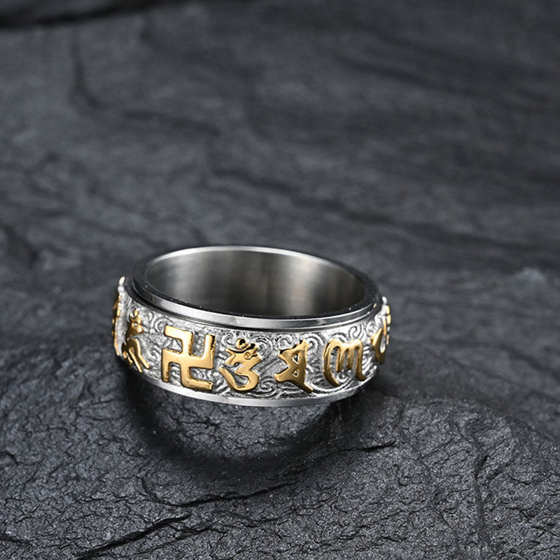 Carmiora Six True Words Balance Calm Titanstahlring