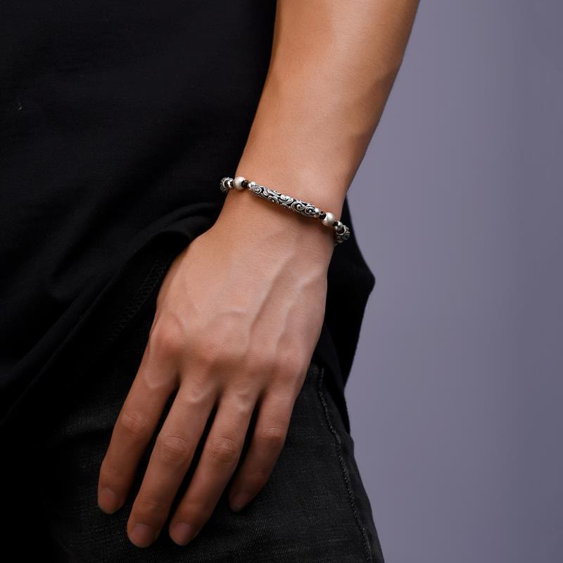 Carmiora Tibet handgefertigtes Kupfer 999 Sterling Silber Glückswolken-Reichtum-Schnur-Armband