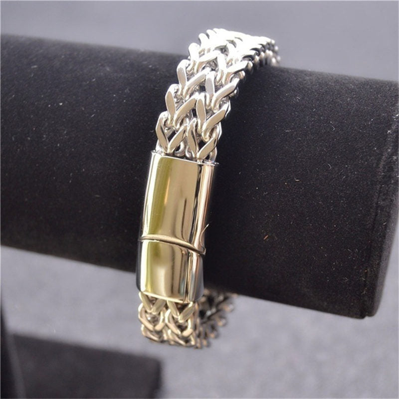 Carmiora Fischschuppen-Armband mit magnetischer Schnalle, Titanstahl, Balance-Armband
