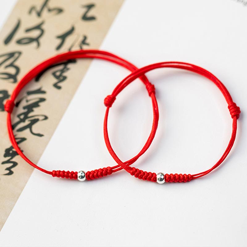 Carmiora 925 Sterling Silber Glücksperlenschutz Rote Schnur Geflochtenes Armband