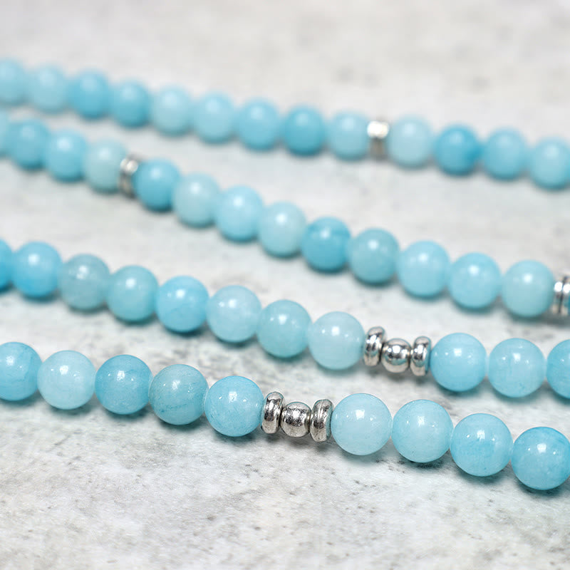 Carmiora natürliches Amazonit-Heilungs-Lotus-Mala-Armband