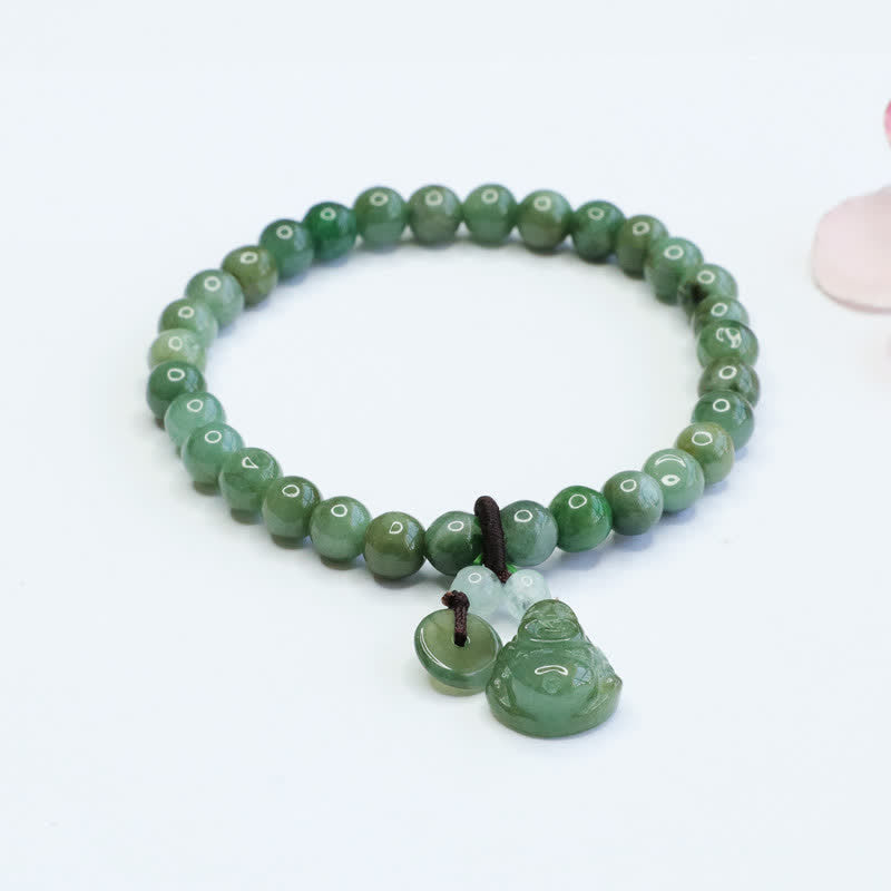 Carmiora Lachender Buddha Cyan Jade Heilarmband