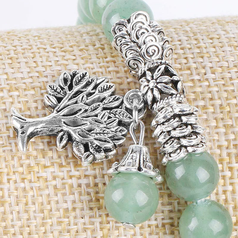 Carmiora Stretch-Armband mit natürlichem Edelstein, Baum des Lebens, Glücksbringer