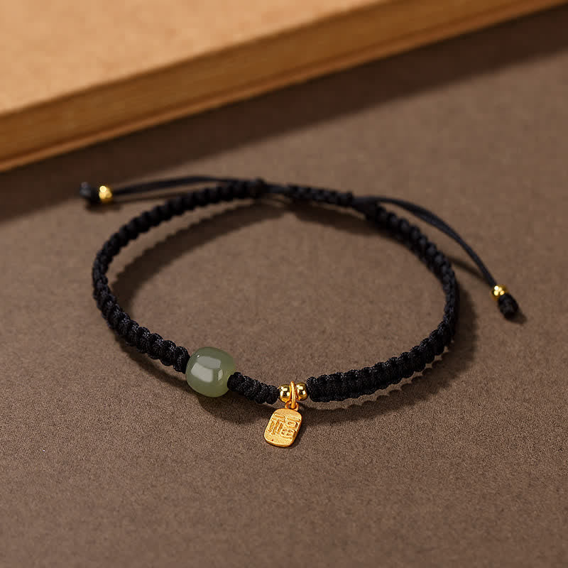 Carmiora 925 Sterling Silber Hetian Jade Segen Reichtum rote Schnur Armband