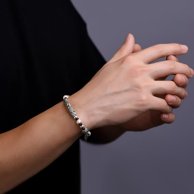 Carmiora Tibet handgefertigtes Kupfer 999 Sterling Silber Glückswolken-Reichtum-Schnur-Armband