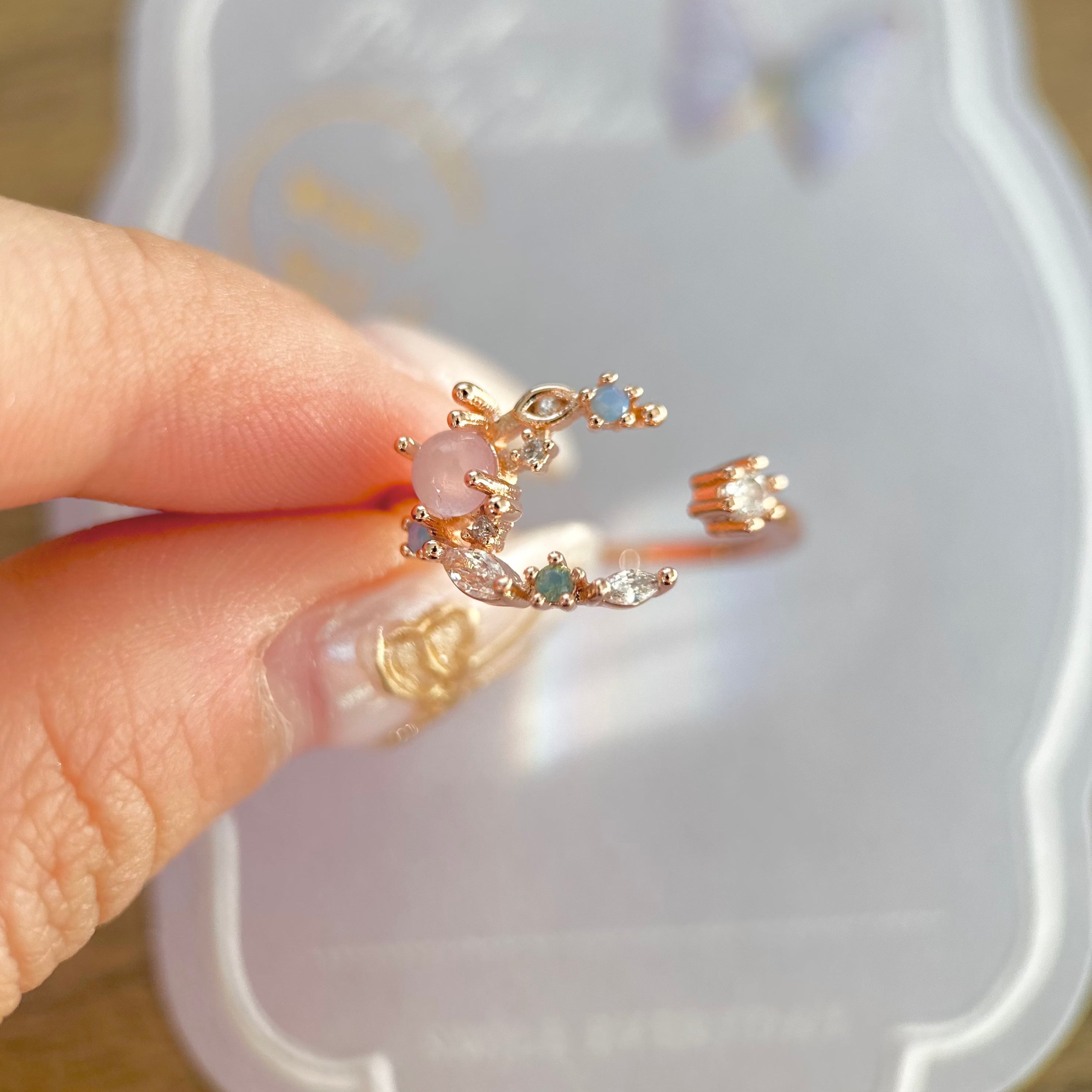 Floraler Mondring (Rot/Pink)