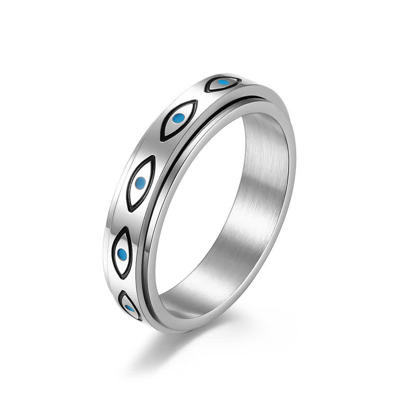 Carmiora Evil Eye Calm Protection Drehbarer Ring aus Titanstahl
