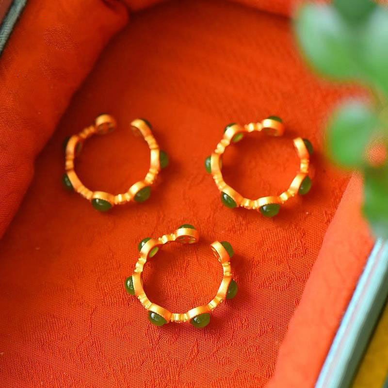 Carmiora Cyan Jade Healing Calm Verstellbarer Ring