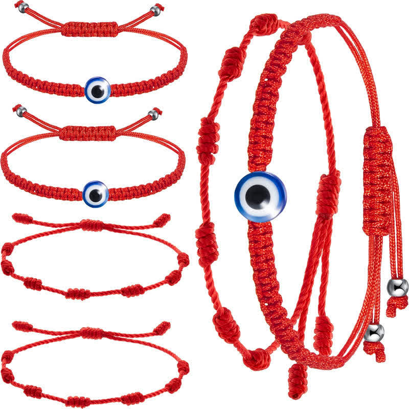 Carmiora 4-teiliges Evil Eye Seven Knot Red String Schutzarmband