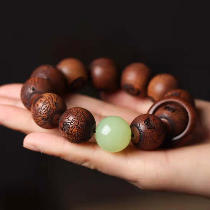 Carmiora Tibetisches Palisander-Gravur-Tigerschutzarmband