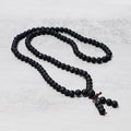 Carmiora 108 natürliche Lavagesteinsperlen Gebets-Mala-Armband-Halskette