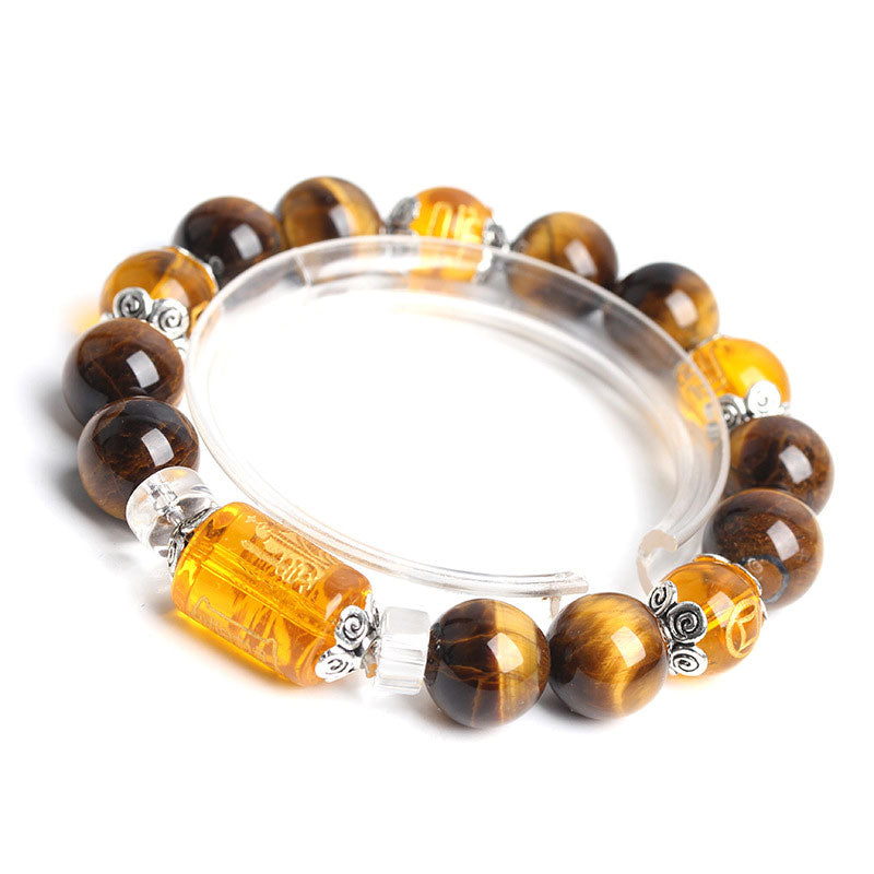 Carmiora Tigerauge-Perlen-Glücks- und Wohlstandsarmband