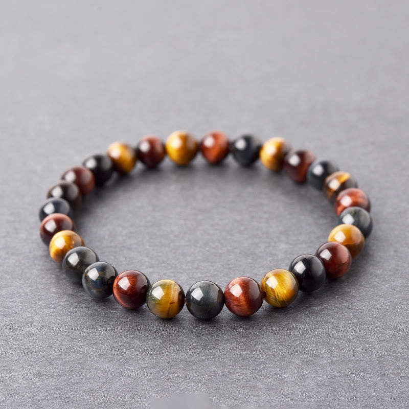 Carmiora Natürliches Tigerauge-Positive-Schutz-Armband