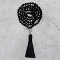 Carmiora 108 Mala schwarze Onyxperlen Yoga Meditation Gebetsperlen Halskette