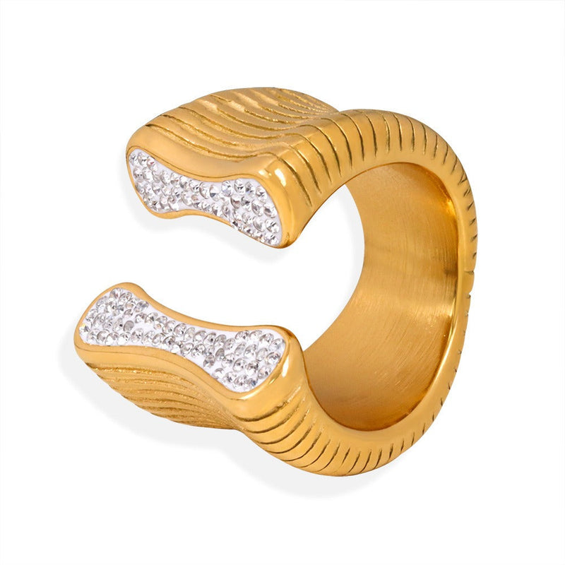 18K offener Ring mit Muschelstruktur