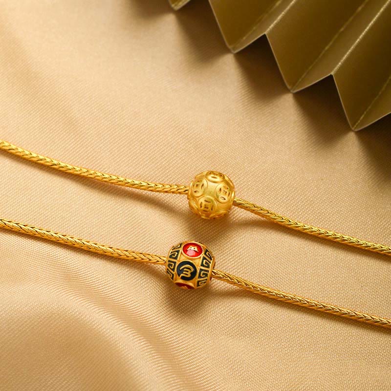 Carmiora Tibetisches 18K Gold Om Mani Padme Hum Lucky Koi Fish Fu Charakter Barren Kupfermünze Friedensarmband