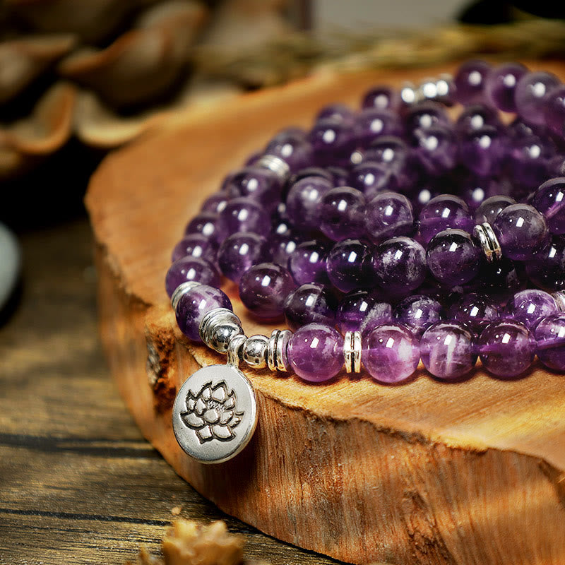 Carmiora Natürliches Amethyst-Reinigungs-Mala-Armband