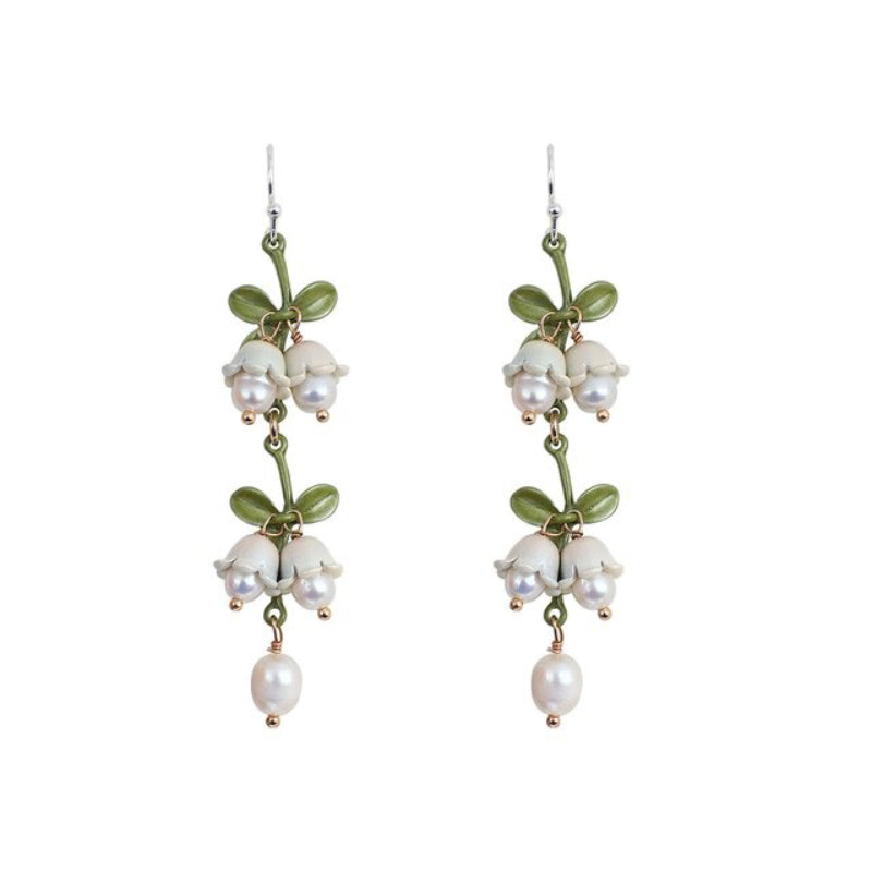 Elegante weiße Blumen Glocke Orchideen Perlen Schmuck Kollektion