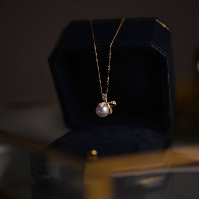 Perlenkette mit Schleife (massives Silber)