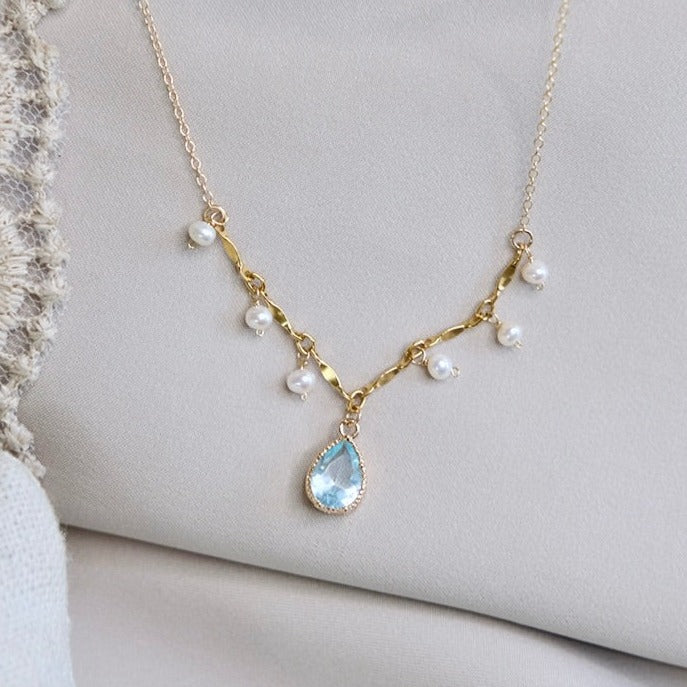 Wassertropfen-Halskette (massives Silber)