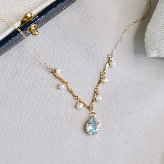 Wassertropfen-Halskette (massives Silber)