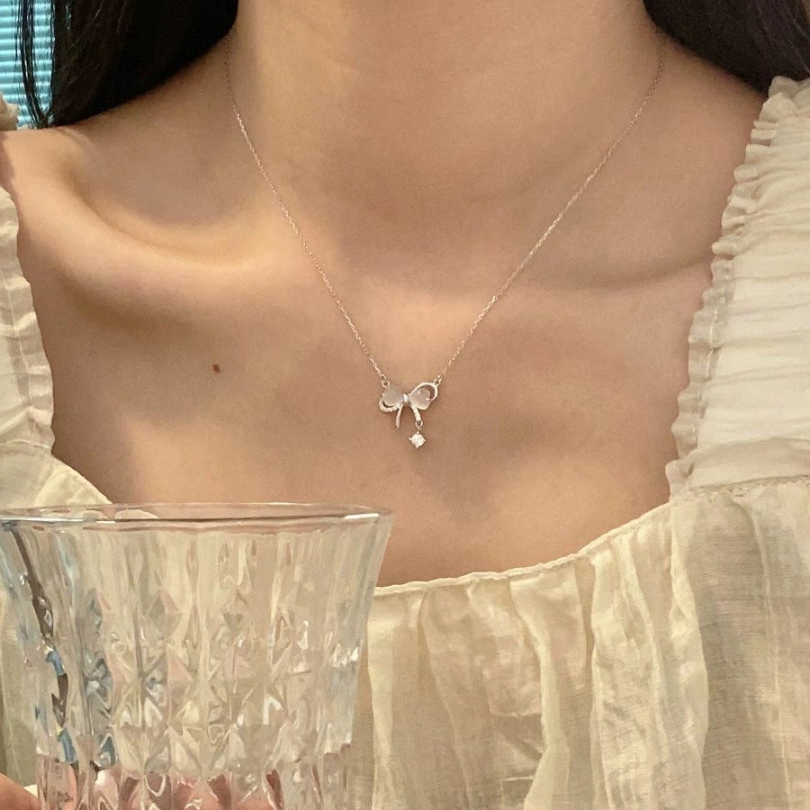 Schleifenhalskette (massives Silber) - Christine