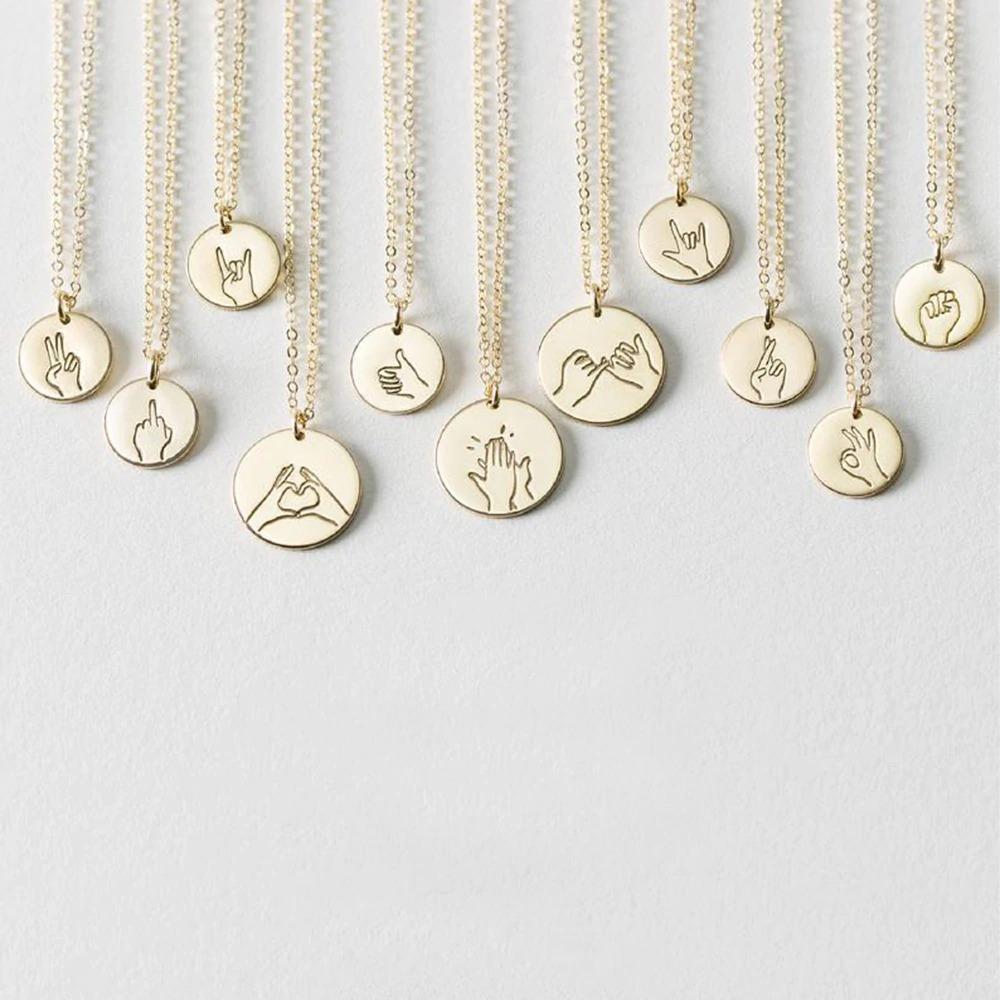 ASL Gebärdensprache Handgeste gestempelte Halskette