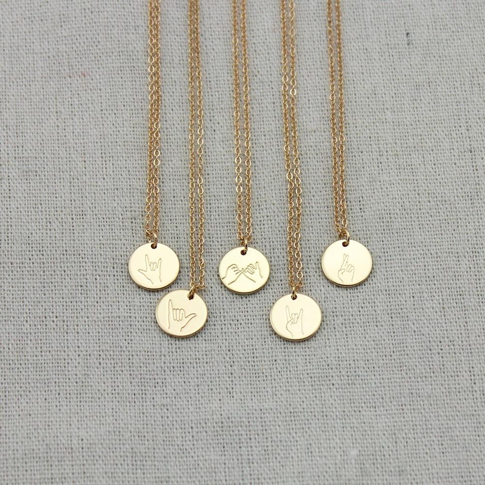 ASL Gebärdensprache Handgeste gestempelte Halskette