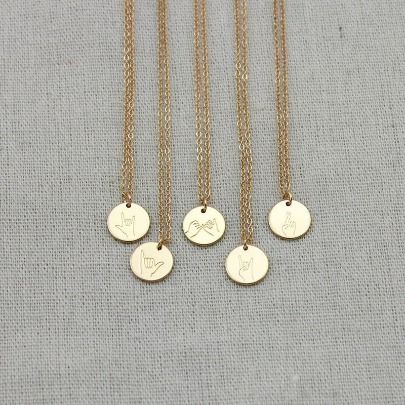 ASL Gebärdensprache Handgeste gestempelte Halskette