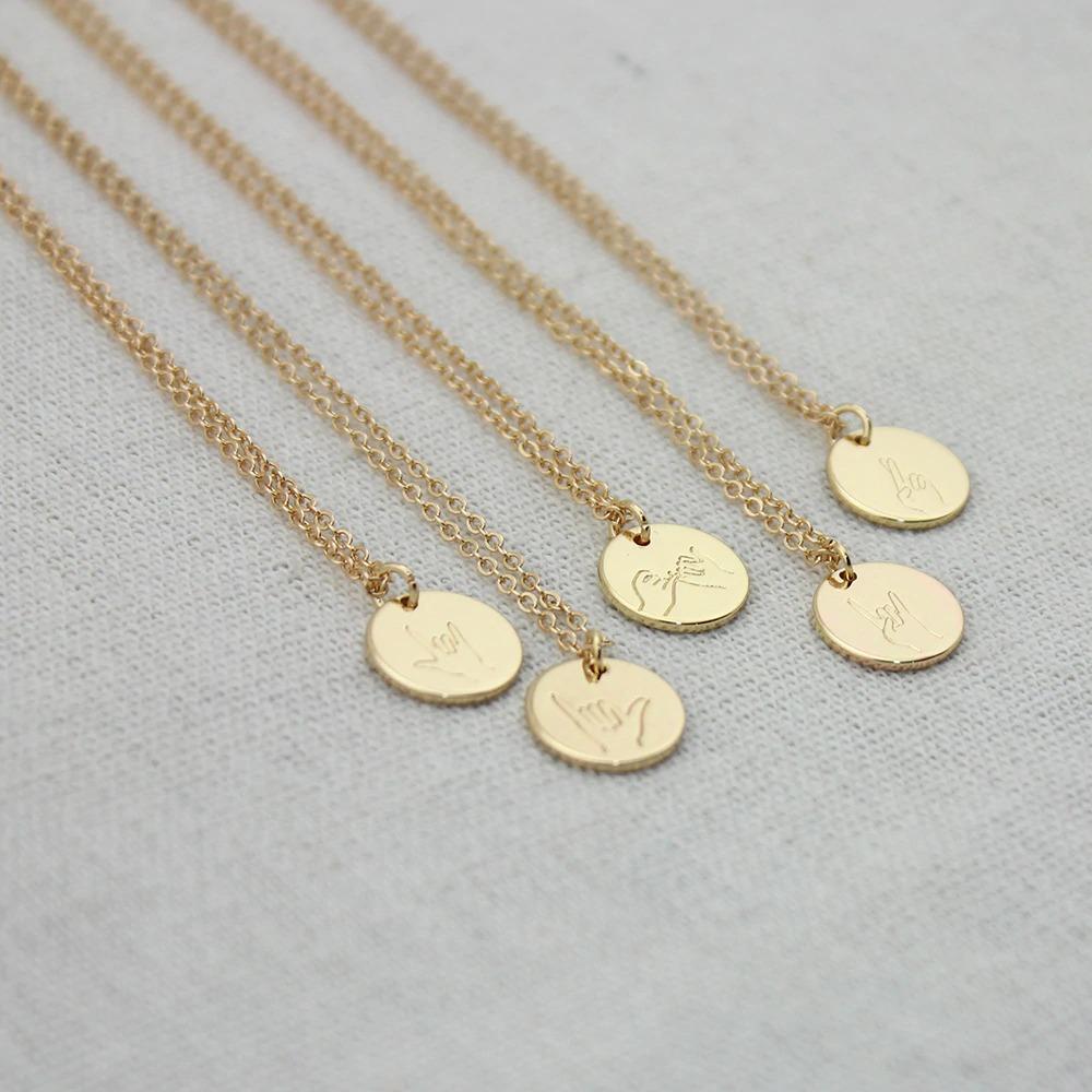 ASL Gebärdensprache Handgeste gestempelte Halskette