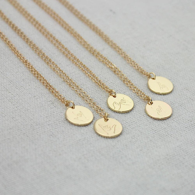 ASL Gebärdensprache Handgeste gestempelte Halskette